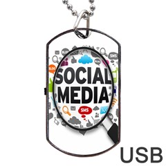 Social Media Computer Internet Typography Text Poster Dog Tag Usb Flash (one Side) by Ket1n9