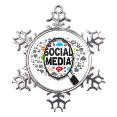 Social Media Computer Internet Typography Text Poster Metal Large Snowflake Ornament by Ket1n9
