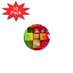 Colorful 3d Social Media 1  Mini Magnet (10 Pack)  by Ket1n9