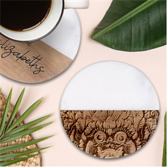 Wood Sculpture Bali Logo Classic Marble Wood Coaster (round)  by Ket1n9