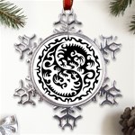 Ying Yang Tattoo Metal Large Snowflake Ornament Front