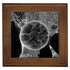 Space-universe-earth-rocket Framed Tile by Ket1n9