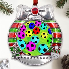 Balls Colors Metal X mas Ribbon With Red Crystal Round Ornament by Ket1n9
