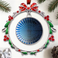 Data-computer-internet-online Metal X mas Wreath Ribbon Ornament by Ket1n9