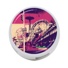 Pink City Retro Vintage Futurism Art 4-port Usb Hub (two Sides) by Ket1n9