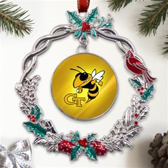 Georgia Institute Of Technology Ga Tech Metal X mas Wreath Holly Leaf Ornament by Ket1n9