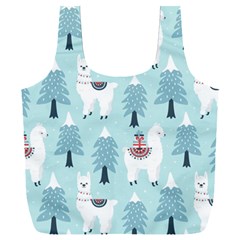Christmas-tree-cute-lama-with-gift-boxes-seamless-pattern Full Print Recycle Bag (xxl) by Grandong