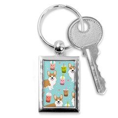 Welsh Corgi Boba Tea Bubble Cute Kawaii Dog Breed Key Chain (rectangle) by Grandong