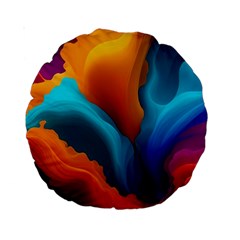Colorful Fluid Art Abstract Modern Standard 15  Premium Round Cushions by Ravend