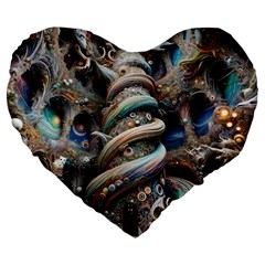 Fantasy Psychedelic Building Spiral Large 19  Premium Heart Shape Cushions by Ravend