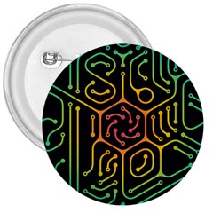 Circuit Hexagonal Geometric Pattern Background Pattern 3  Buttons by Vaneshop