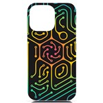 Circuit Hexagonal Geometric Pattern Background Pattern iPhone 14 Pro Max Black UV Print Case Front