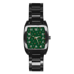 Christmas Green Pattern Background Stainless Steel Barrel Watch by Pakjumat