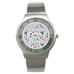 Illustration Christmas Pattern Stainless Steel Watch by Pakjumat