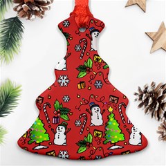 Santa Snowman Gift Holiday Christmas Tree Ornament (two Sides) by Pakjumat