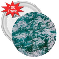 Blue Ocean Waves 2 3  Buttons (100 Pack)  by Jack14