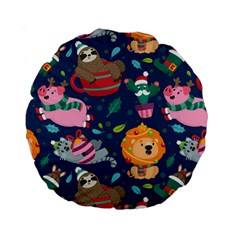 Funny-animal Christmas-pattern Standard 15  Premium Round Cushions by Amaryn4rt