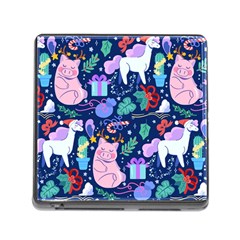 Colorful-funny-christmas-pattern Pig Animal Memory Card Reader (square 5 Slot) by Amaryn4rt