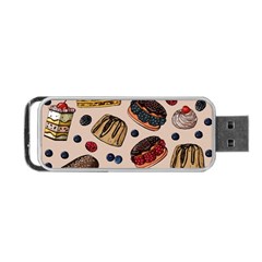 Seamless-pattern-with-sweet-cakes-berries Portable Usb Flash (one Side) by Amaryn4rt