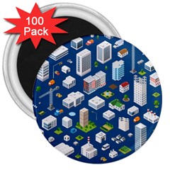 Isometric-seamless-pattern-megapolis 3  Magnets (100 Pack) by Amaryn4rt