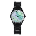 Winter Snow Mountains Nature Stainless Steel Round Watch Front