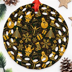 Christmas Background Round Filigree Ornament (two Sides) by Pakjumat