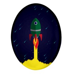 Rocket Halftone Astrology Astronaut Oval Glass Fridge Magnet (4 Pack) by Pakjumat