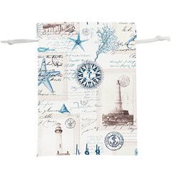Nautical Lighthouse Vintage Postcard French Writing Lightweight Drawstring Pouch (xl) by Pakjumat