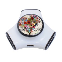 Valentine s Day Heart Artistic Psychedelic 3-port Usb Hub by Modalart