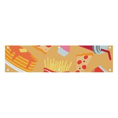 Fast Junk Food  Pizza Burger Cool Soda Pattern Banner And Sign 4  X 1  by Sarkoni