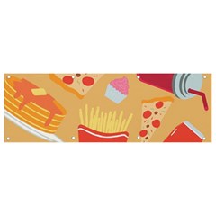 Fast Junk Food  Pizza Burger Cool Soda Pattern Banner And Sign 9  X 3  by Sarkoni
