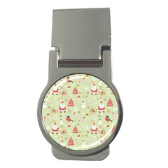Christmas Pattern Christmas Tree Santa Money Clips (round)  by Sarkoni