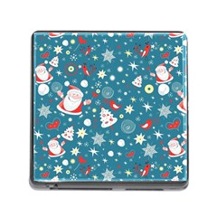 Christmas Pattern Santa Blue Memory Card Reader (square 5 Slot) by Sarkoni