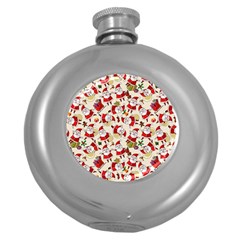 Christmas  Santa Claus Patterns Round Hip Flask (5 Oz) by Sarkoni
