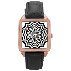 Spider Web Hypnotic Rose Gold Leather Watch  by Amaryn4rt