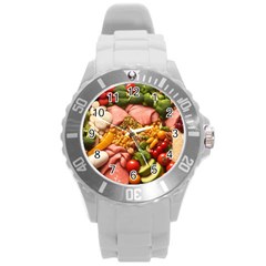 Fruit Snack Diet Bio Food Healthy Round Plastic Sport Watch (l) by Sarkoni