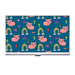 Flowers Pink Pig Piggy Seamless Business Card Holder by Ravend