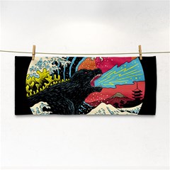 Retro Wave Kaiju Godzilla Japanese Pop Art Style Hand Towel by Modalart