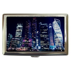 Black Building Lighted Under Clear Sky Cigarette Money Case by Modalart