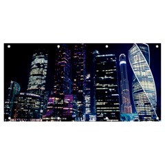 Black Building Lighted Under Clear Sky Banner And Sign 8  X 4  by Modalart