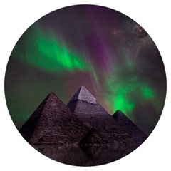 Fantasy Pyramid Mystic Space Aurora Round Trivet by Grandong