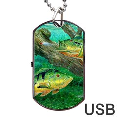 Peacock Bass Fishing Dog Tag Usb Flash (two Sides) by Sarkoni