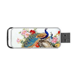 Birds Peacock Artistic Colorful Flower Painting Portable Usb Flash (one Side) by Sarkoni