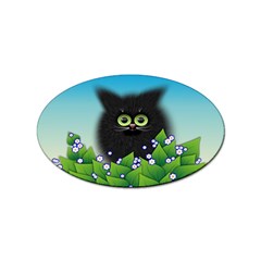 Kitten Black Furry Illustration Sticker (oval) by Sarkoni
