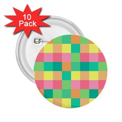 Checkerboard Pastel Square 2 25  Buttons (10 Pack)  by Grandong