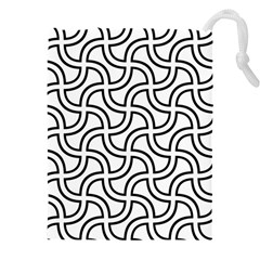 Pattern Monochrome Repeat Black And White Drawstring Pouch (5xl) by Pakjumat