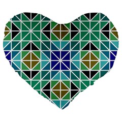 Mosaic Triangle Symmetry Large 19  Premium Heart Shape Cushions by Apen