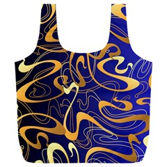 Squiggly Lines Blue Ombre Full Print Recycle Bag (xxl) by Ravend