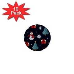 Snowmen Christmas Trees 1  Mini Buttons (10 Pack)  by Ravend