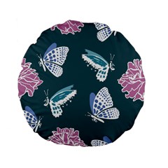 Butterfly Pattern Dead Death Rose Standard 15  Premium Flano Round Cushions by Ravend